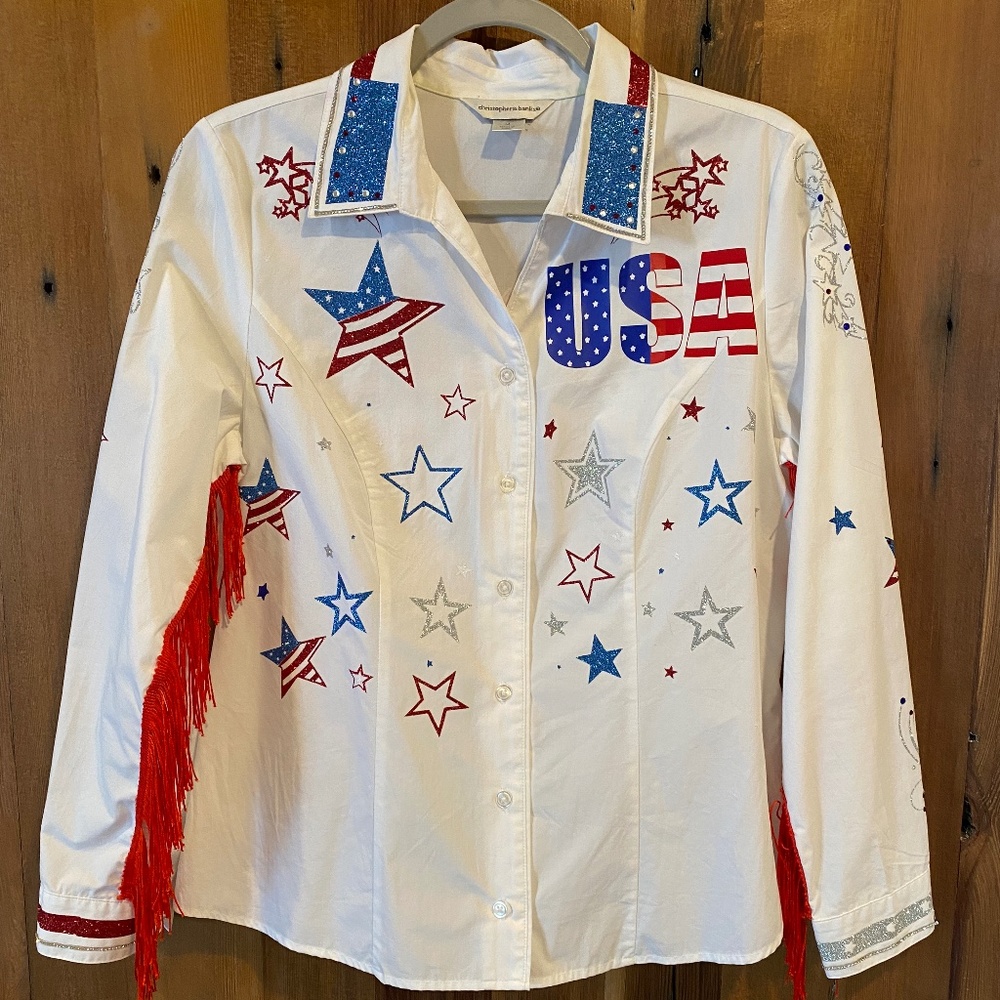 Patriotic Button Down with Fringe